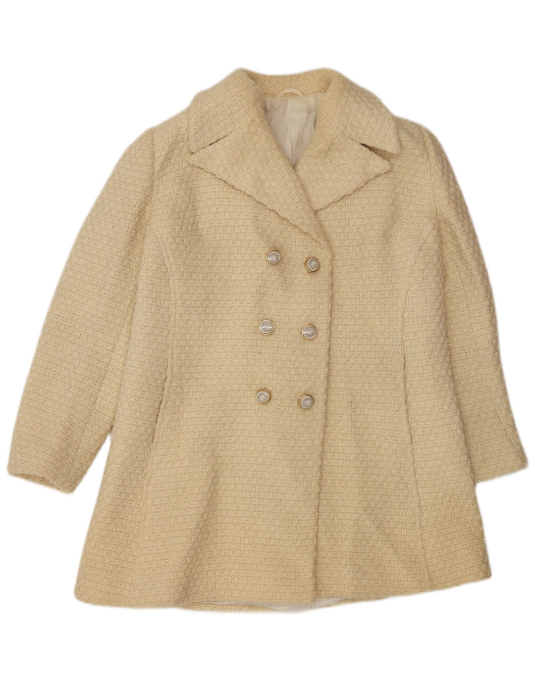 Cappotto doppiopetto vintage da donna UK 14 Beige medio