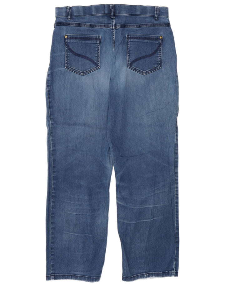 Jeans dritti effetto invecchiato da donna Marks & Spencer UK 12 medio W28 L27 blu