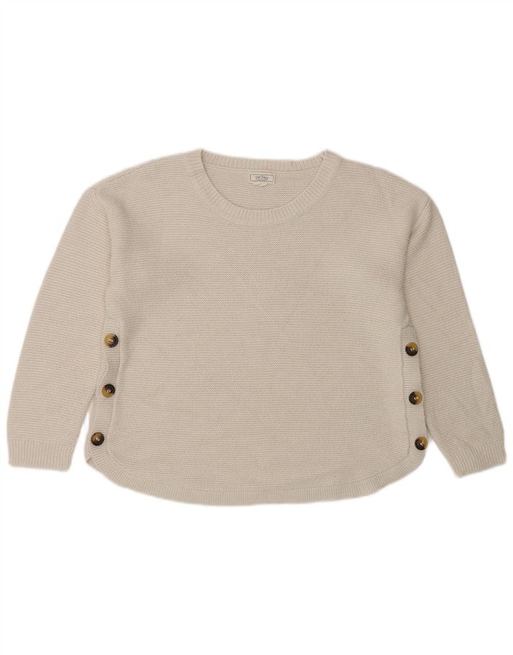 Maglione maglione con scollo a barca da donna Fat Face UK 12 Acrilico bianco medio