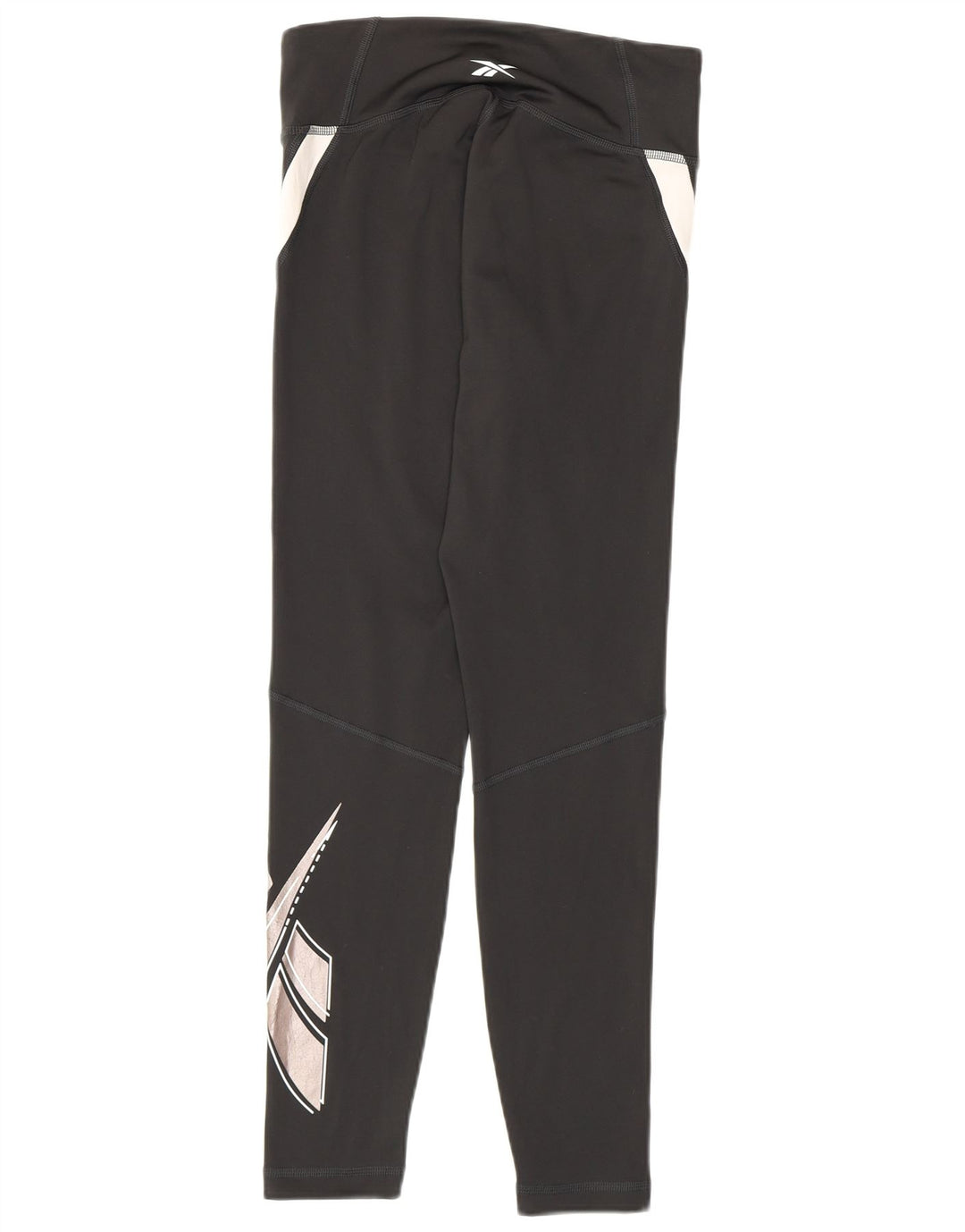 Leggings Reebok Speed Wick da donna UK 8/10 Small Nero Poliestere Colourblock