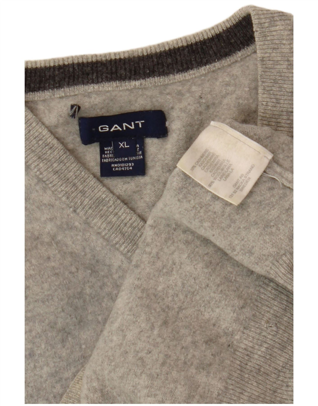 Gant maglione da donna con scollo a V UK 18 XL lana grigia