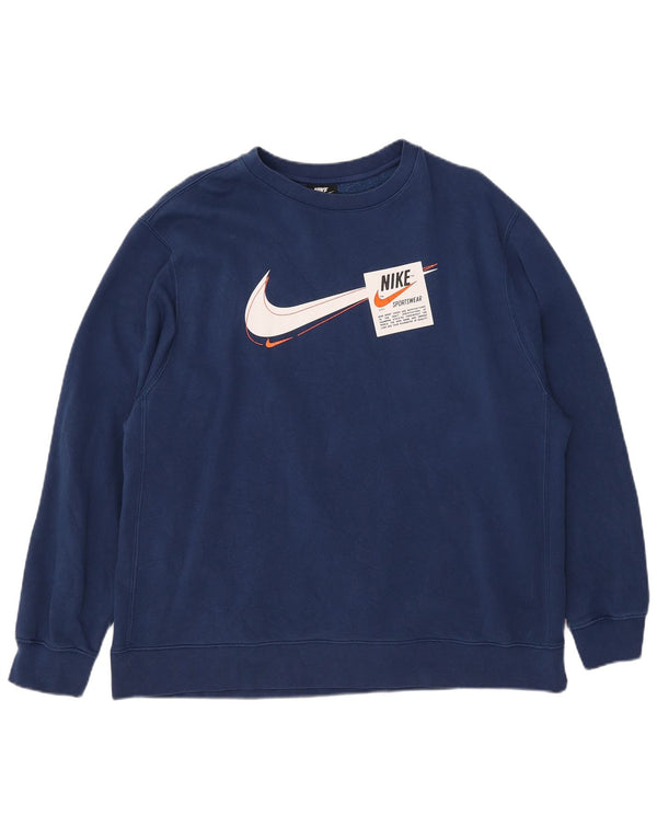 Felpa grafica da uomo Nike Jumper XL blu navy in cotone