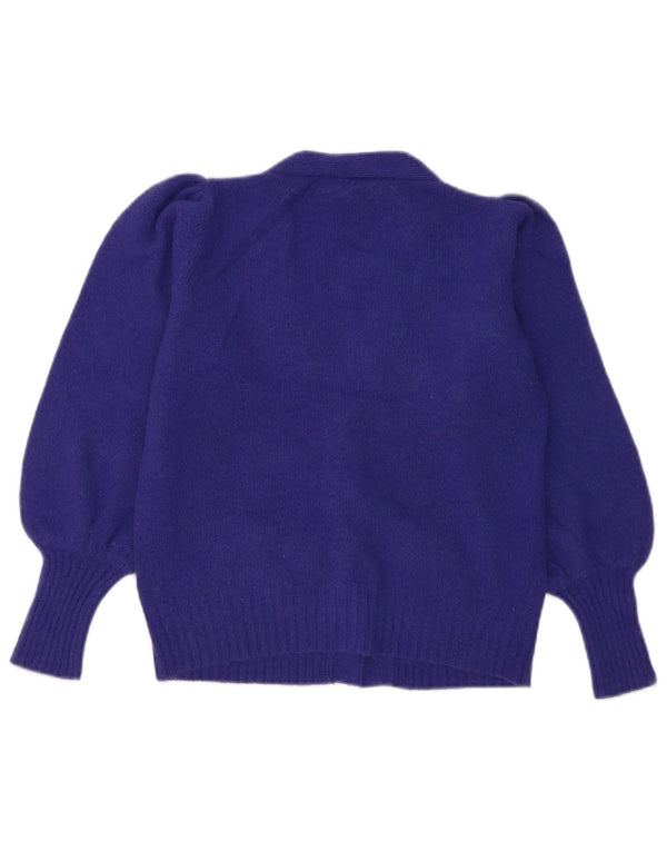 Luisa Spagnoli maglione cardigan da donna UK 10 piccolo cuore di angora viola