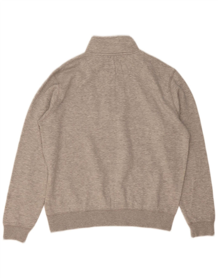 Felpa da uomo con collo con zip French Connection, maglione grande, cotone chiazzato grigio