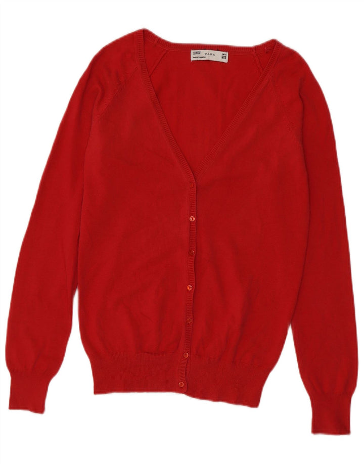 Maglione cardigan da donna Zara UK 12 cotone rosso medio