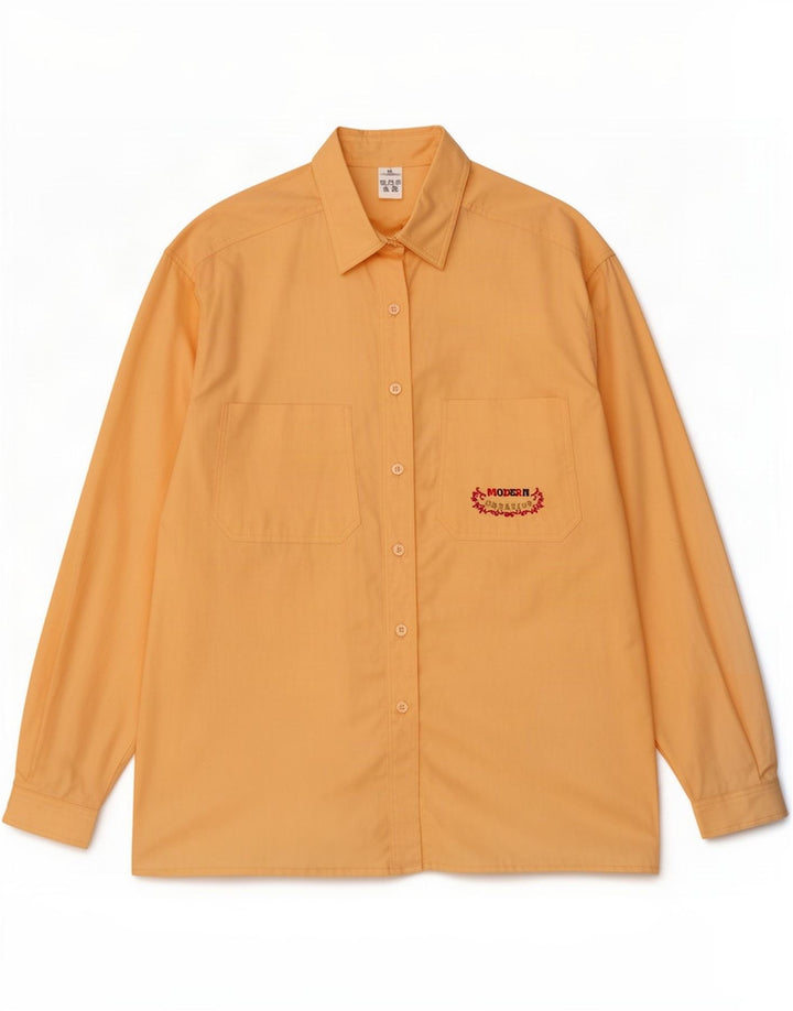 Camicia vintage da donna ampia vestibilità EU 38 cotone giallo medio