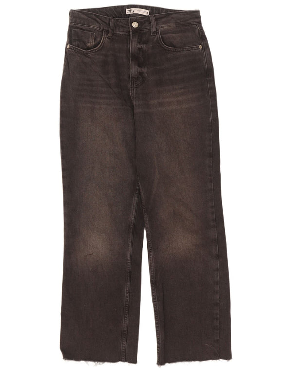 Jeans Zara da donna a vita alta vestibilità ampia EU 36 XS W26 L27 cotone grigio