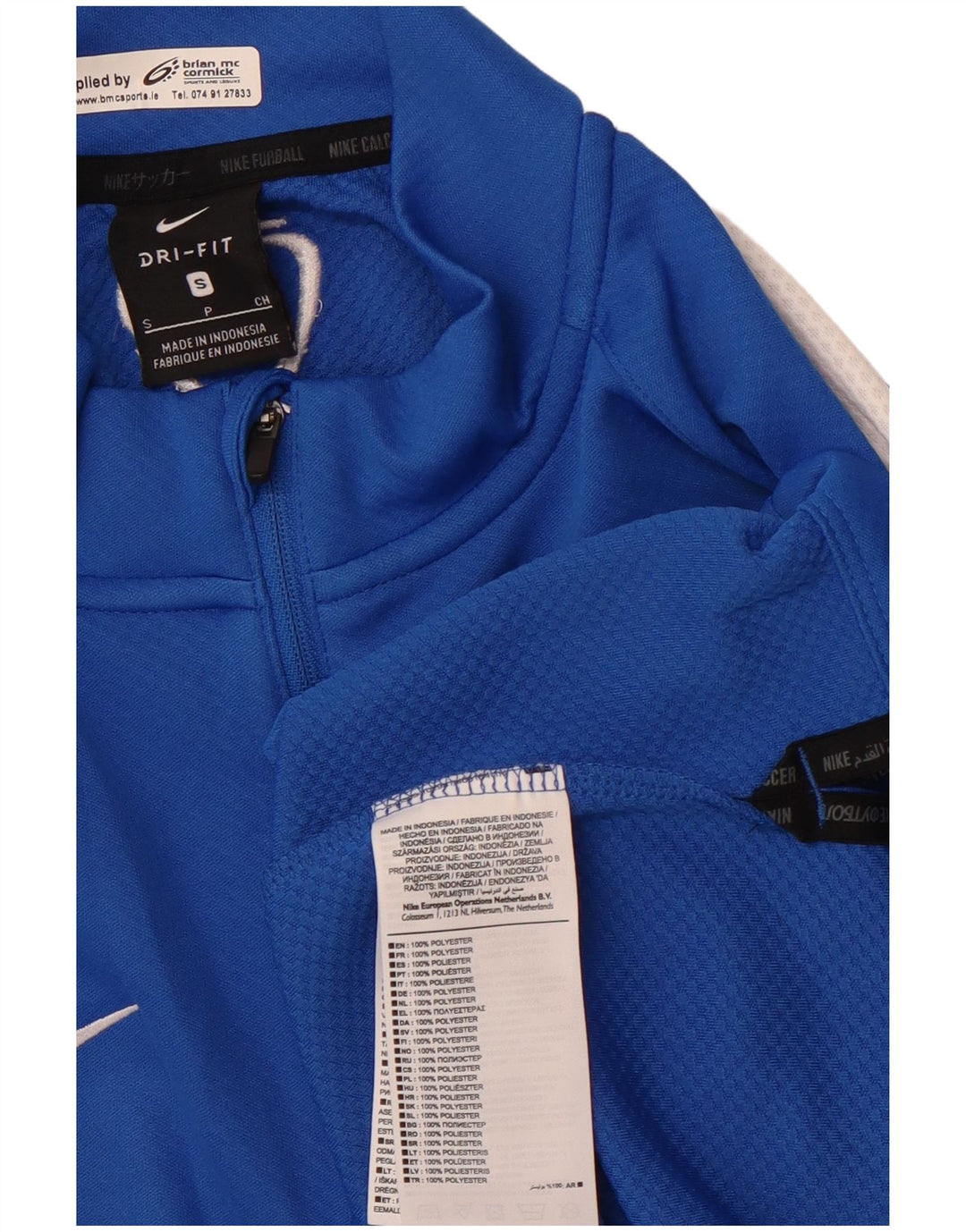 NIKE Top da tuta da uomo Dri Fit con zip e collo in jersey piccolo blu a blocchi di colore