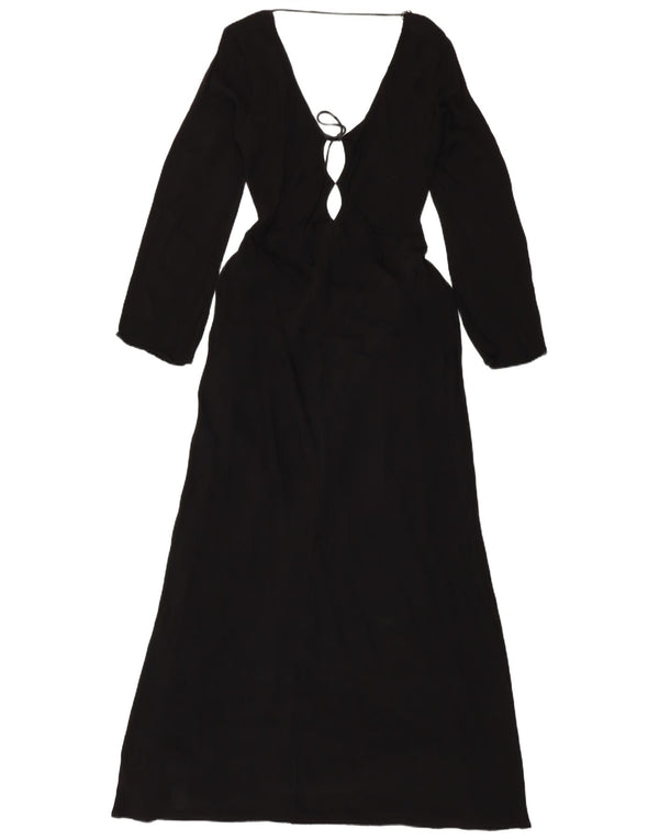 Abito lungo a maniche lunghe da donna ZARA UK 18 XL viscosa nera