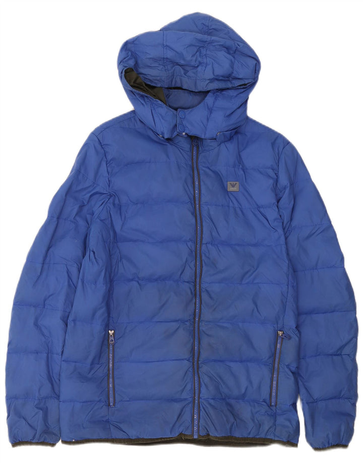 Giacca imbottita con cappuccio Armani Junior Bambino 15-16 anni Blu in poliammide