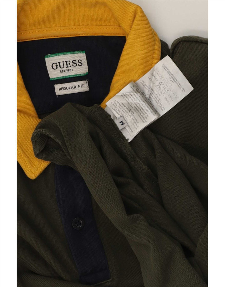Polo da rugby da uomo Guess in cotone color block verde medio