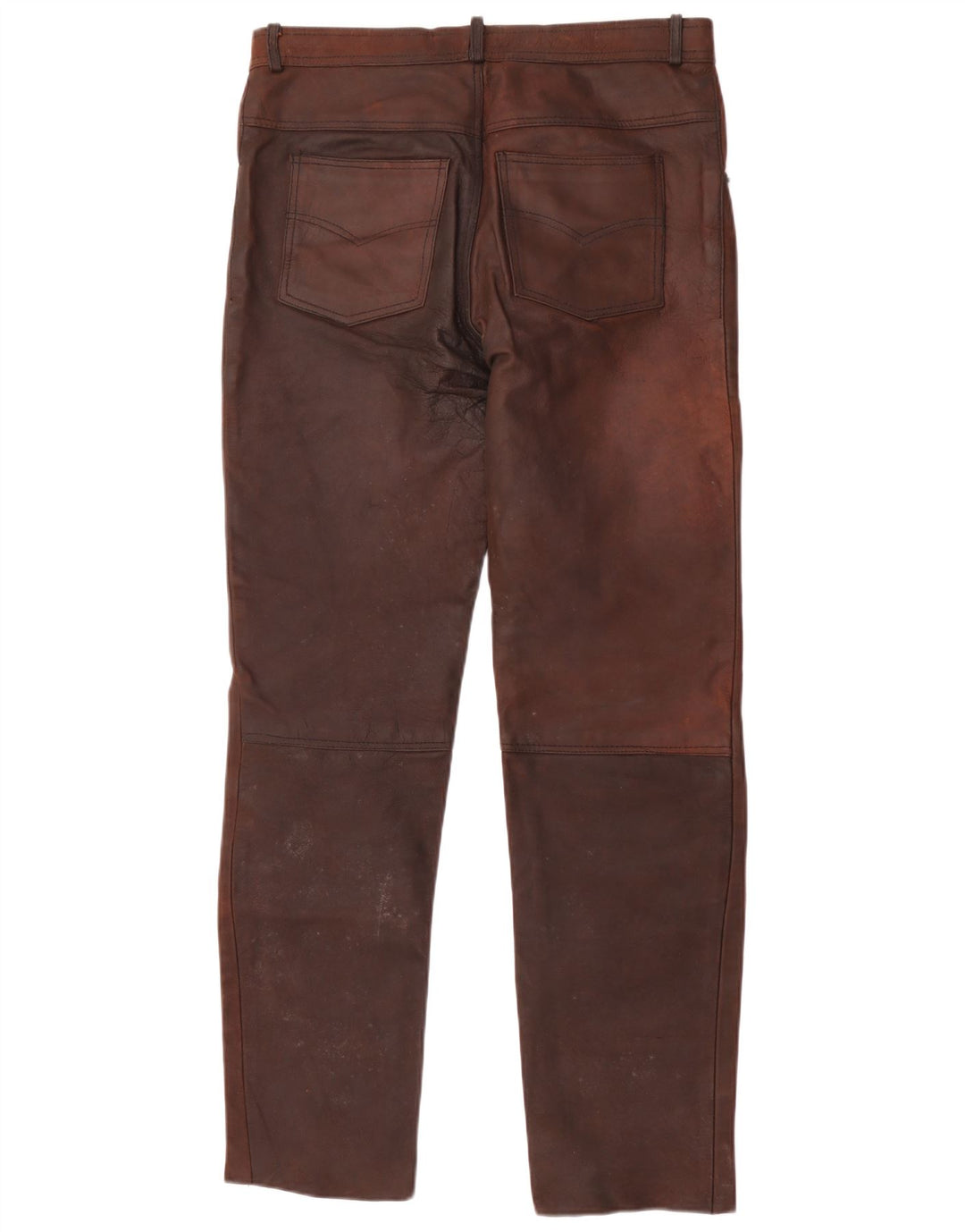 Pantaloni dritti in pelle da uomo American Eagle W36 L32 Marrone