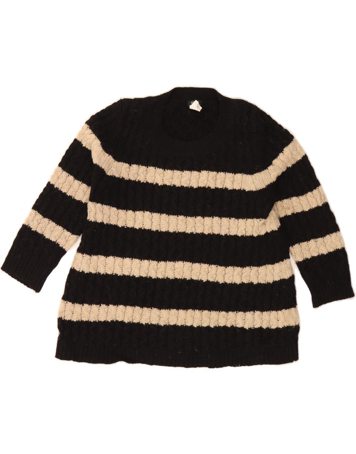 J. CREW Womens Crew Neck Jumper Sweater UK 10 Small Black Striped Vintage J. Crew and Second-Hand J. Crew from Messina Hembry 