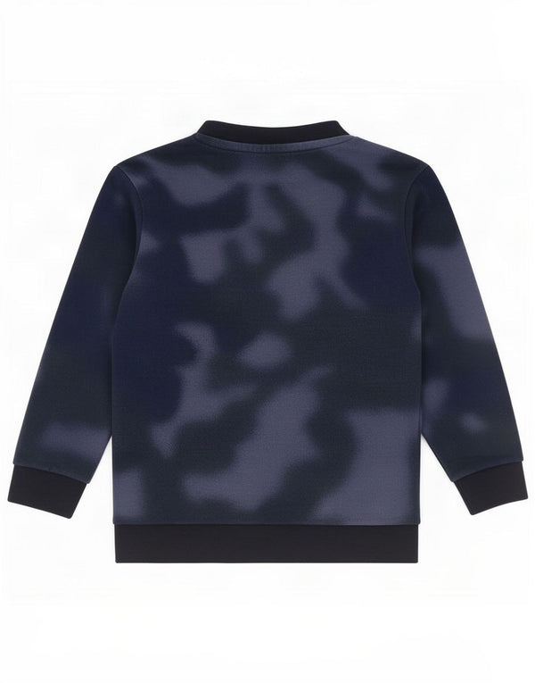 Felpa con grafica Adidas per ragazzi, 3-4 anni, in cotone tie-dye blu navy