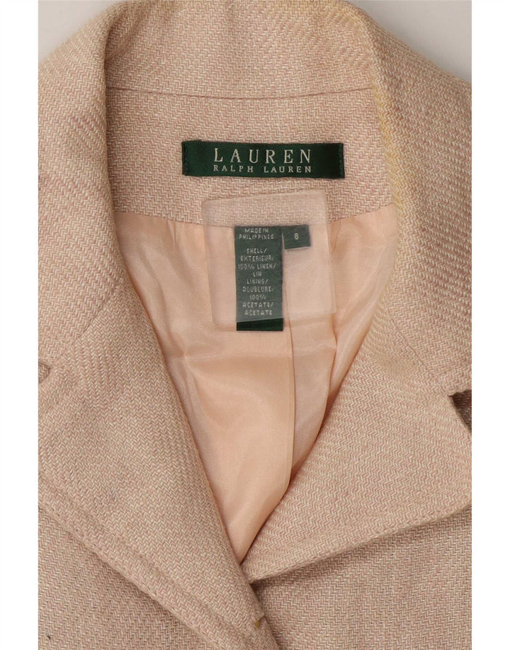 Giacca blazer da donna a 7 bottoni Ralph Lauren US 8 Lino beige medio