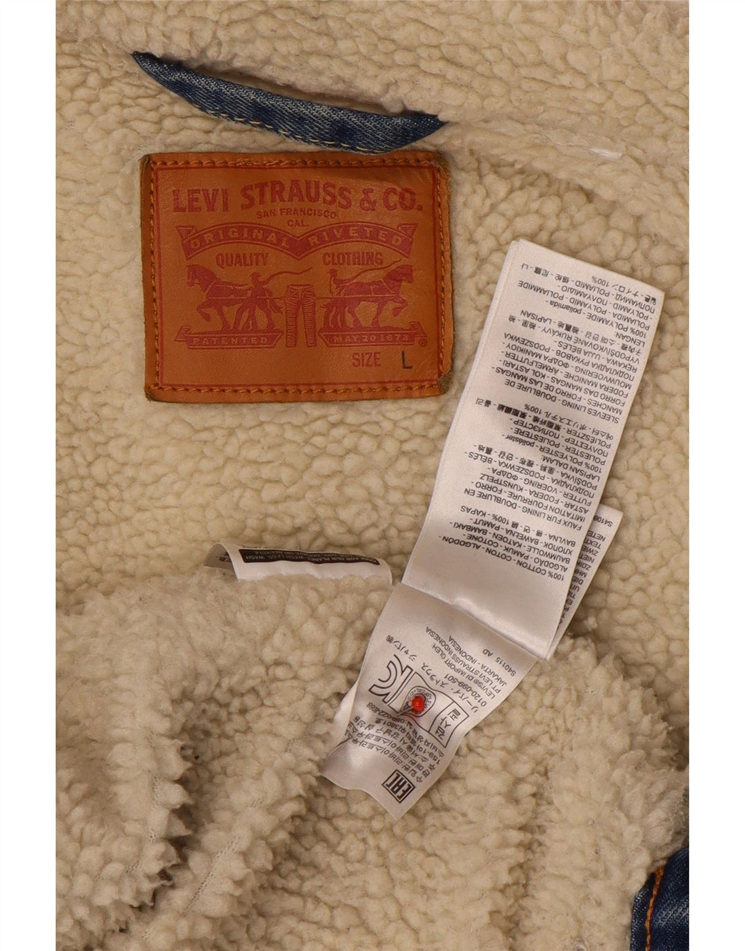 Giacca Levi's da uomo in denim sherpa UK 40 grande cotone blu
