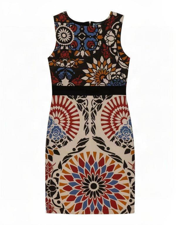 Desigual Abito tubino senza maniche da donna UK 10 Piccolo floreale multicolore