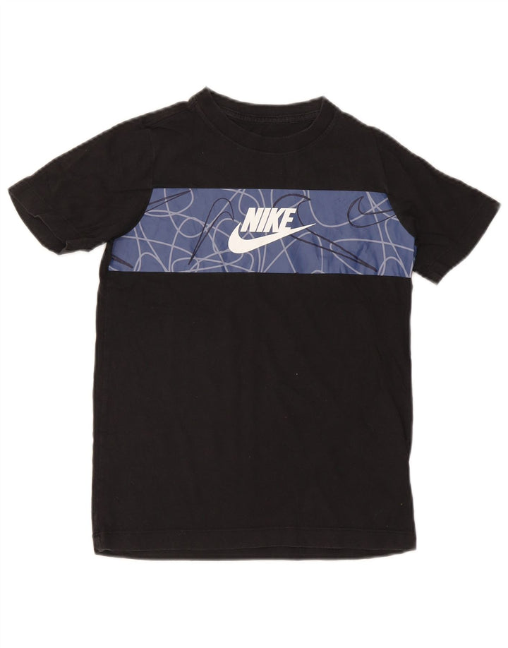 T-shirt grafica da ragazzo Nike Top 10-11 anni cotone geometrico nero medio
