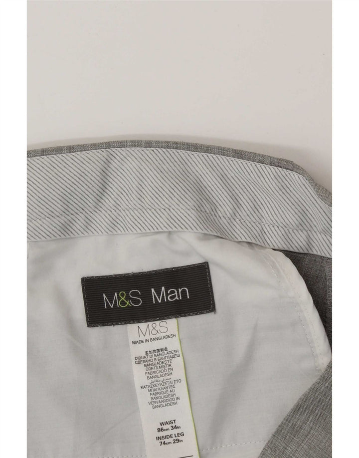 Pantaloni da abito con pegging da uomo Marks & Spencer W32 L29 poliestere grigio