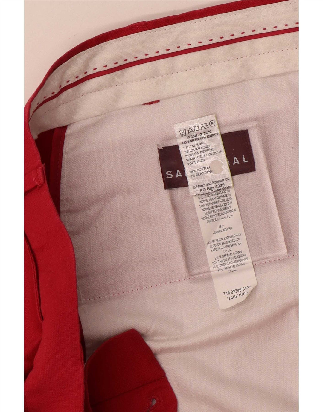 Pantaloni da abito dritti da donna Marks & Spencer W42 L29 cotone rosso