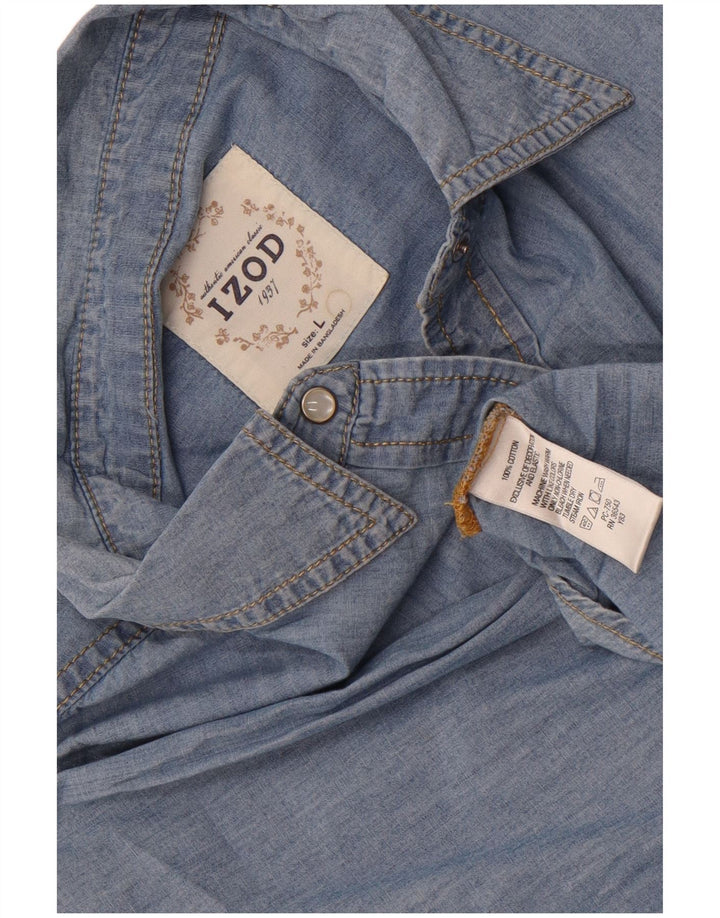 Camicia di jeans da donna Izod UK 16 grande cotone blu