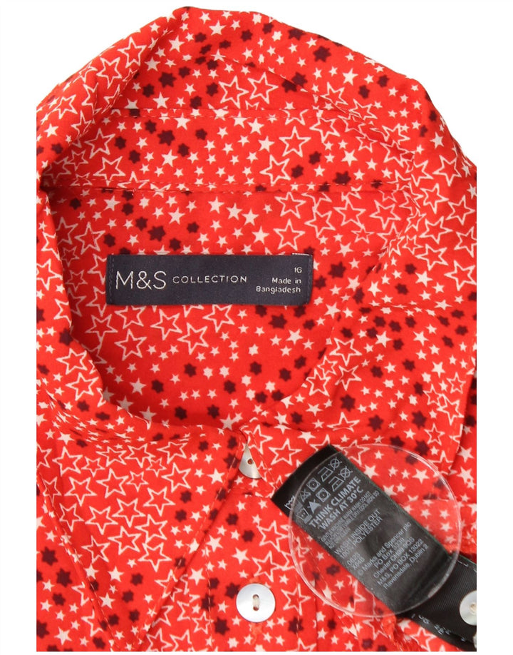 Camicia da donna MARKS & SPENCER UK 16 Grande poliestere geometrico rosso