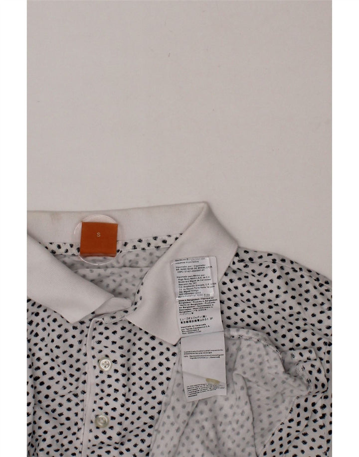 HUGO BOSS Mens Polo Shirt Small White Spotted Cotton Vintage Hugo Boss and Second-Hand Hugo Boss from Messina Hembry 