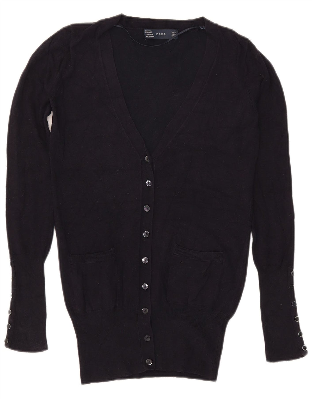 Maglione cardigan da donna Zara UK 10 piccolo rayon blu navy