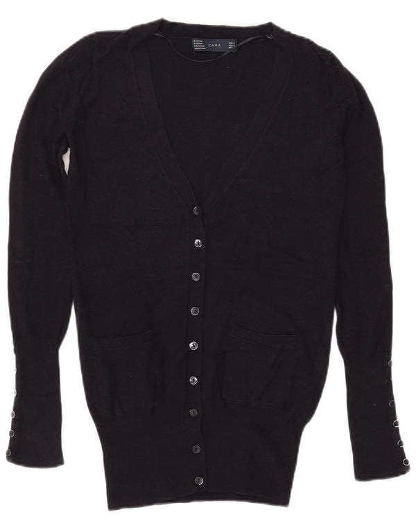 Maglione cardigan da donna Zara UK 10 piccolo rayon blu navy