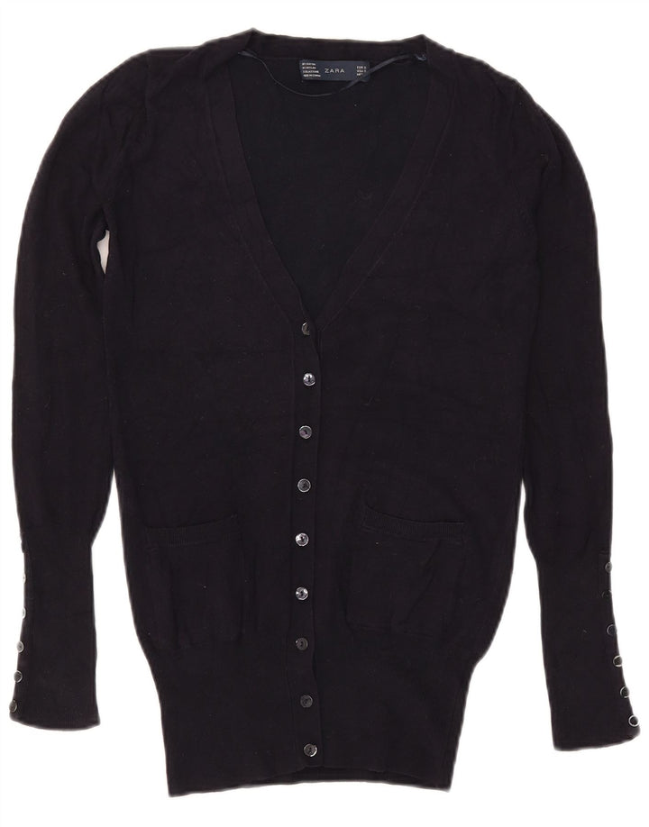 Maglione cardigan da donna Zara UK 10 piccolo rayon blu navy