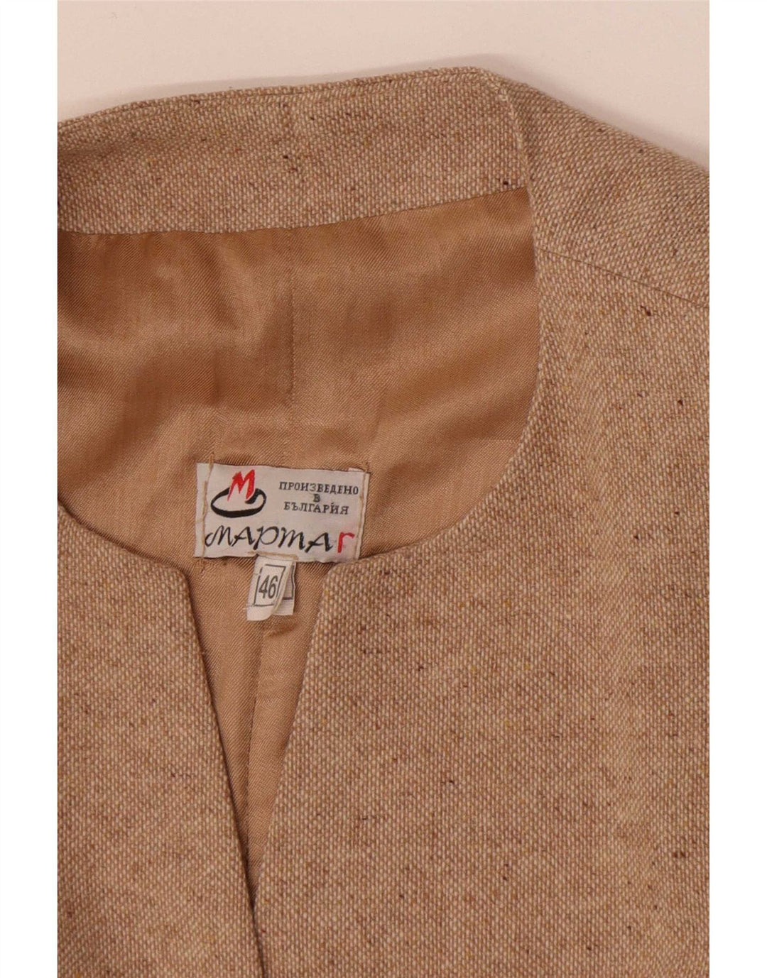 Giacca blazer vintage da donna a 4 bottoni IT 46 grande beige screziato