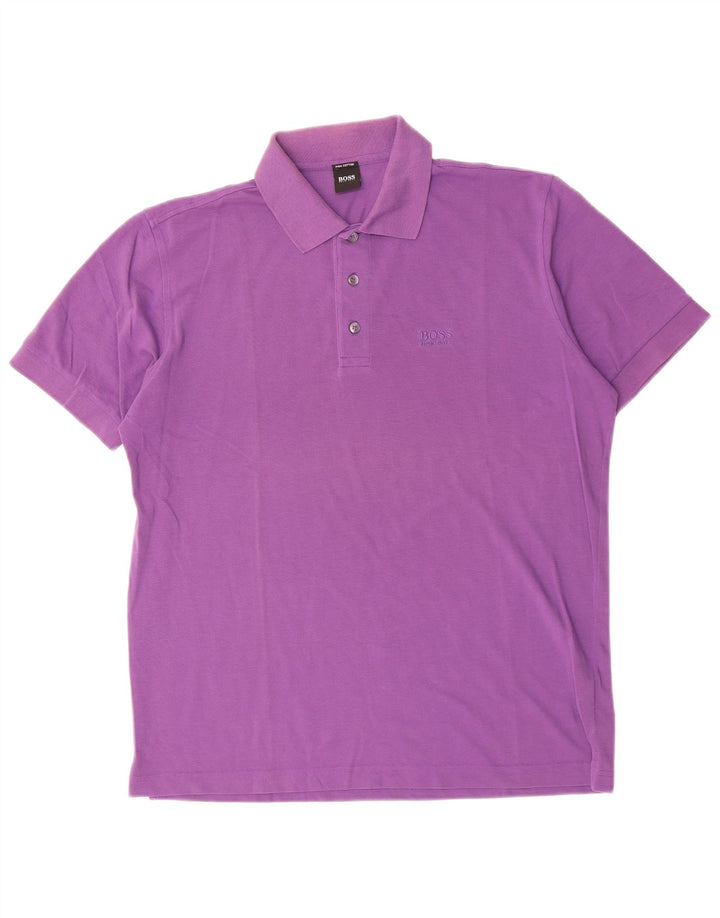 Polo da uomo HUGO BOSS in cotone viola medio