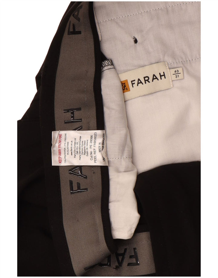 Pantaloni da abito dritti da uomo Farah W40 L31 poliestere nero