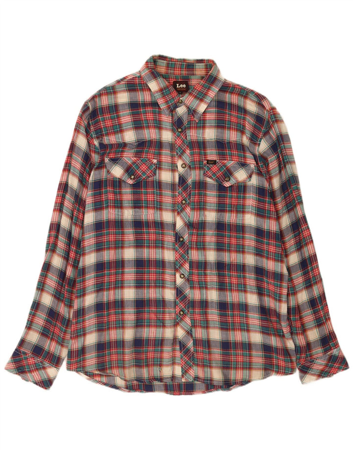 Camicia Lee da uomo in flanella di cotone a quadri multicolore grande