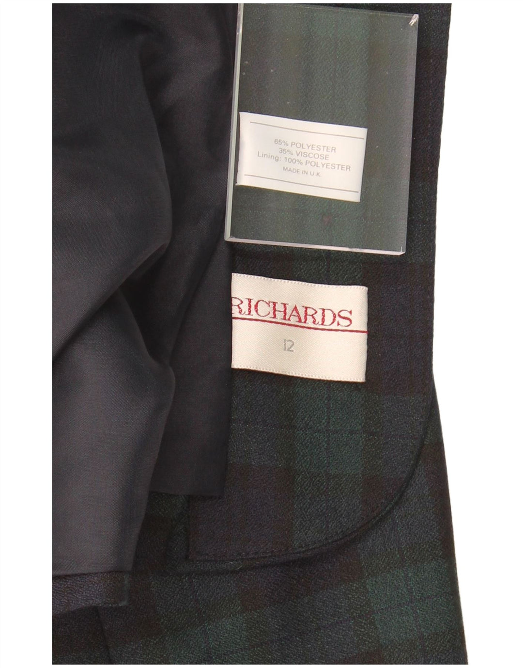 RICHARDS Womens Crop 3 Button Blazer Jacket UK 12 Medium  Green Check