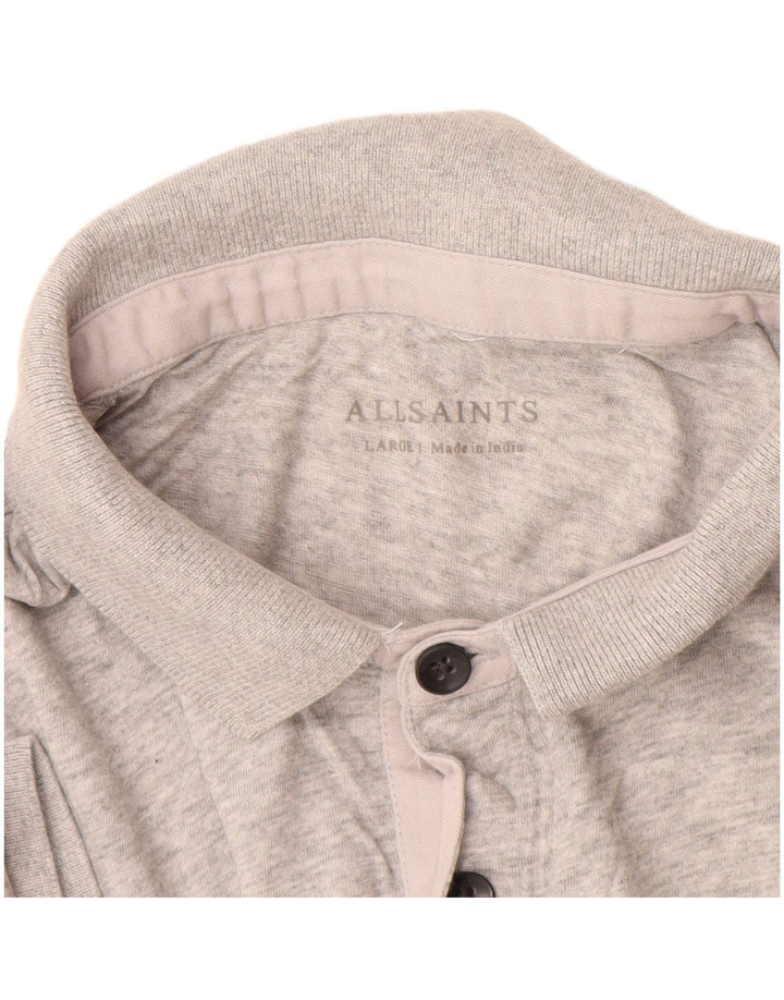 Polo da uomo All Saints Large in cotone chiazzato grigio