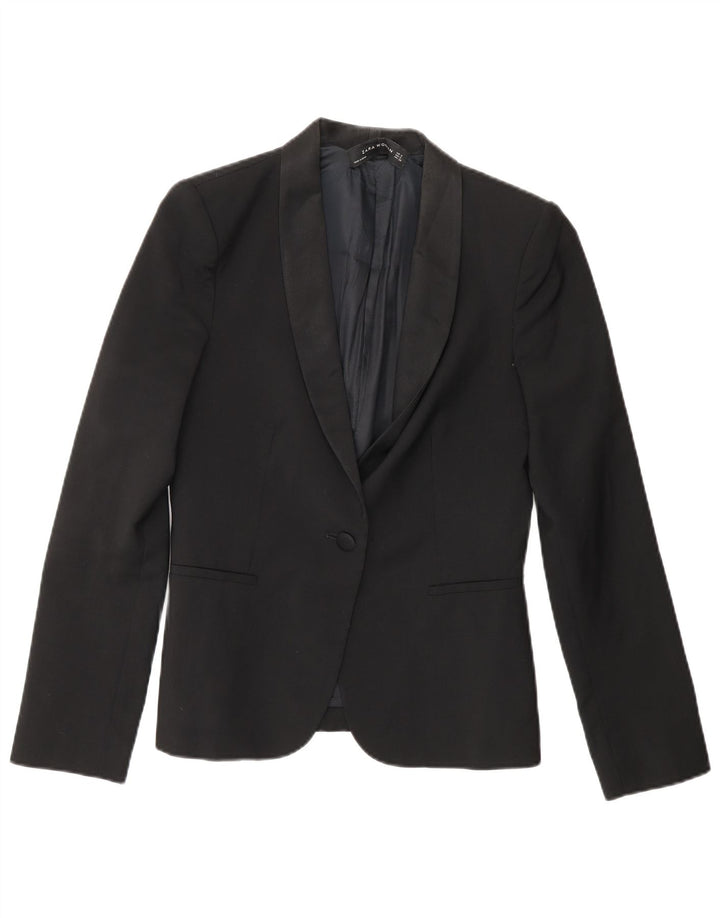 Giacca blazer a 1 bottone da donna Zara UK 10 piccola nera