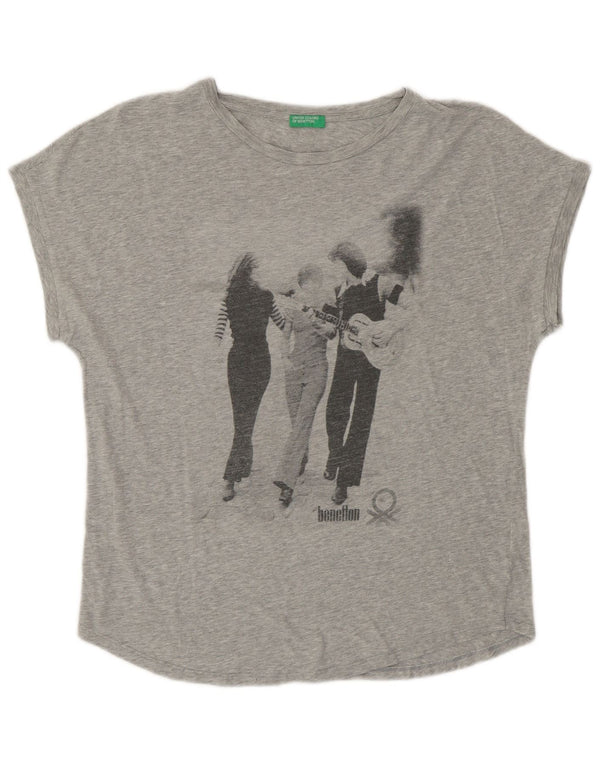 UNITED COLORS OF BENETTON T-shirt grafica da donna UK 14 Grigio medio