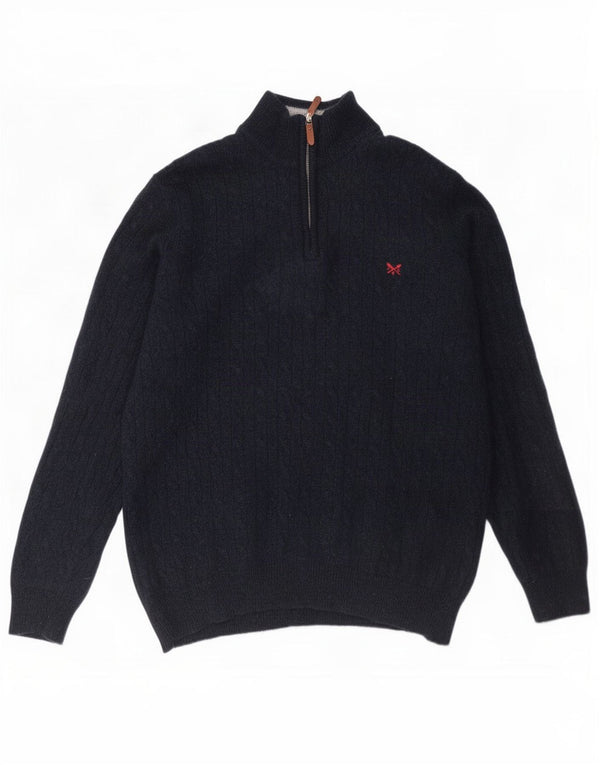 Crew Clothing Maglione da uomo con collo con zip 2XL Lana d'agnello blu navy