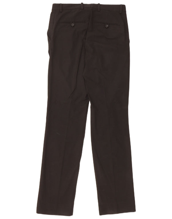 Zara Mens Straight Suit Trousers EU 38 Small W30 L35 Black Polyester