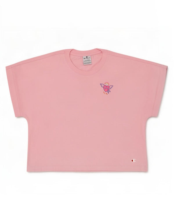 T-shirt grafica per ragazze Champion Top 13-14 anni XL cotone rosa