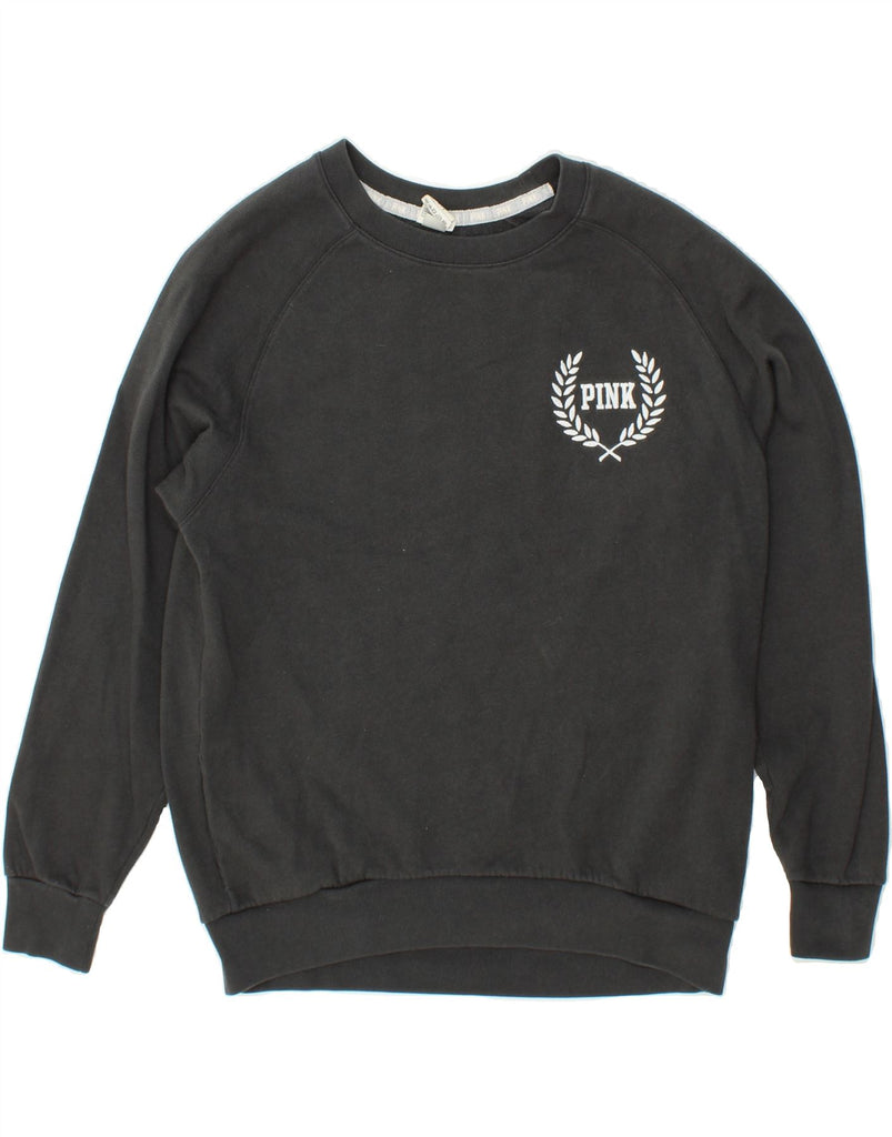 VICTORIAS SECRET Mens Pink Graphic Sweatshirt Jumper Small Black Cotton Vintage Victorias Secret and Second-Hand Victorias Secret from Messina Hembry 