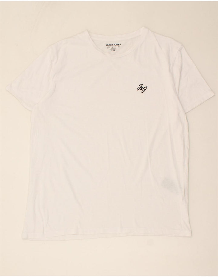 JACK & JONES Mens T-Shirt Top XL White Cotton Vintage Jack & Jones and Second-Hand Jack & Jones from Messina Hembry 