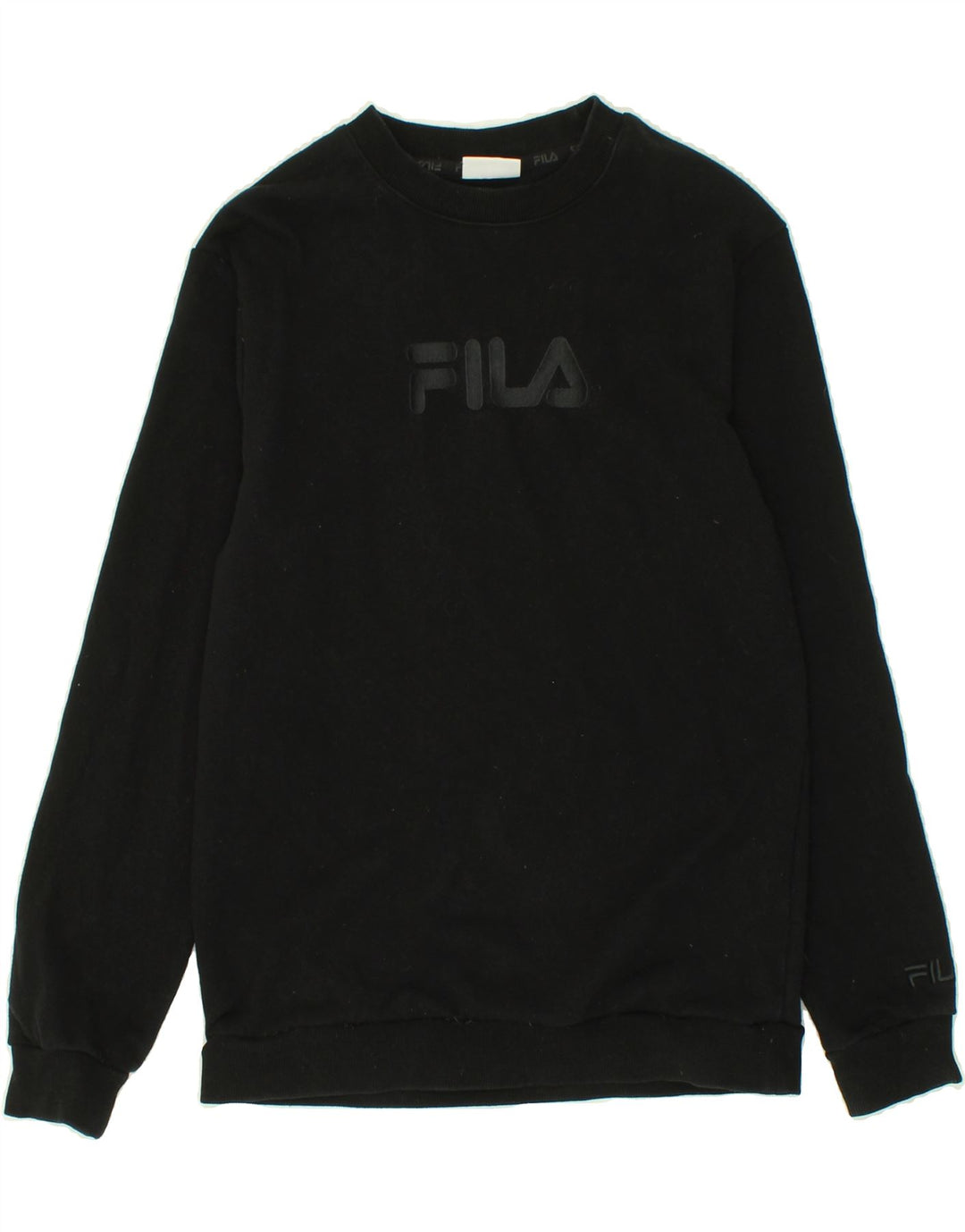 FILA Womens Graphic Sweatshirt Jumper UK 10 Small  Black Cotton Vintage Fila and Second-Hand Fila from Messina Hembry 
