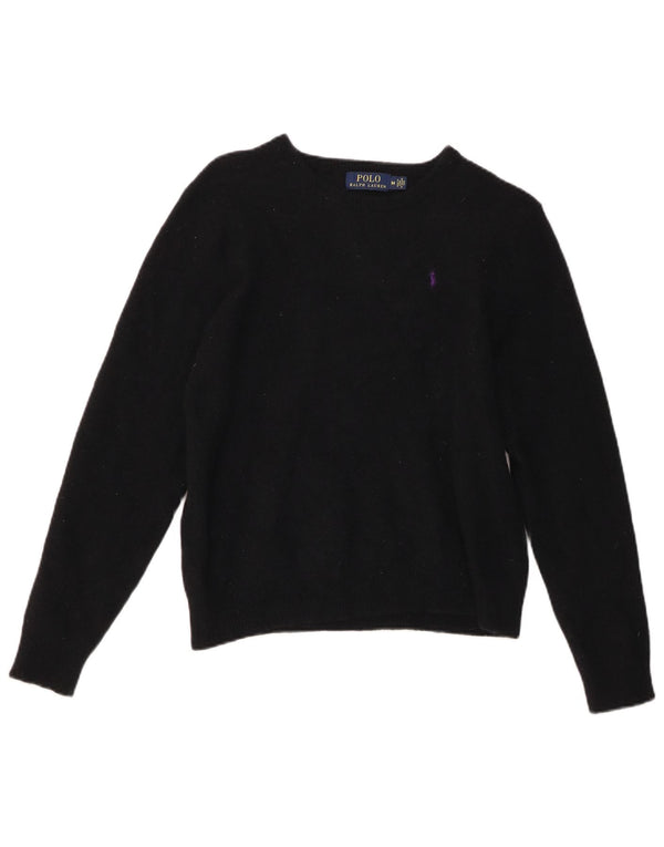 POLO RALPH LAUREN Maglione da donna con scollo a barca UK 12 Medio Nero