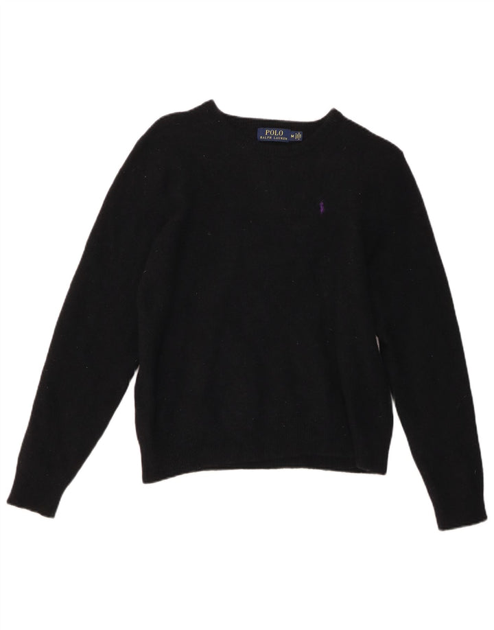 POLO RALPH LAUREN Maglione da donna con scollo a barca UK 12 Medio Nero