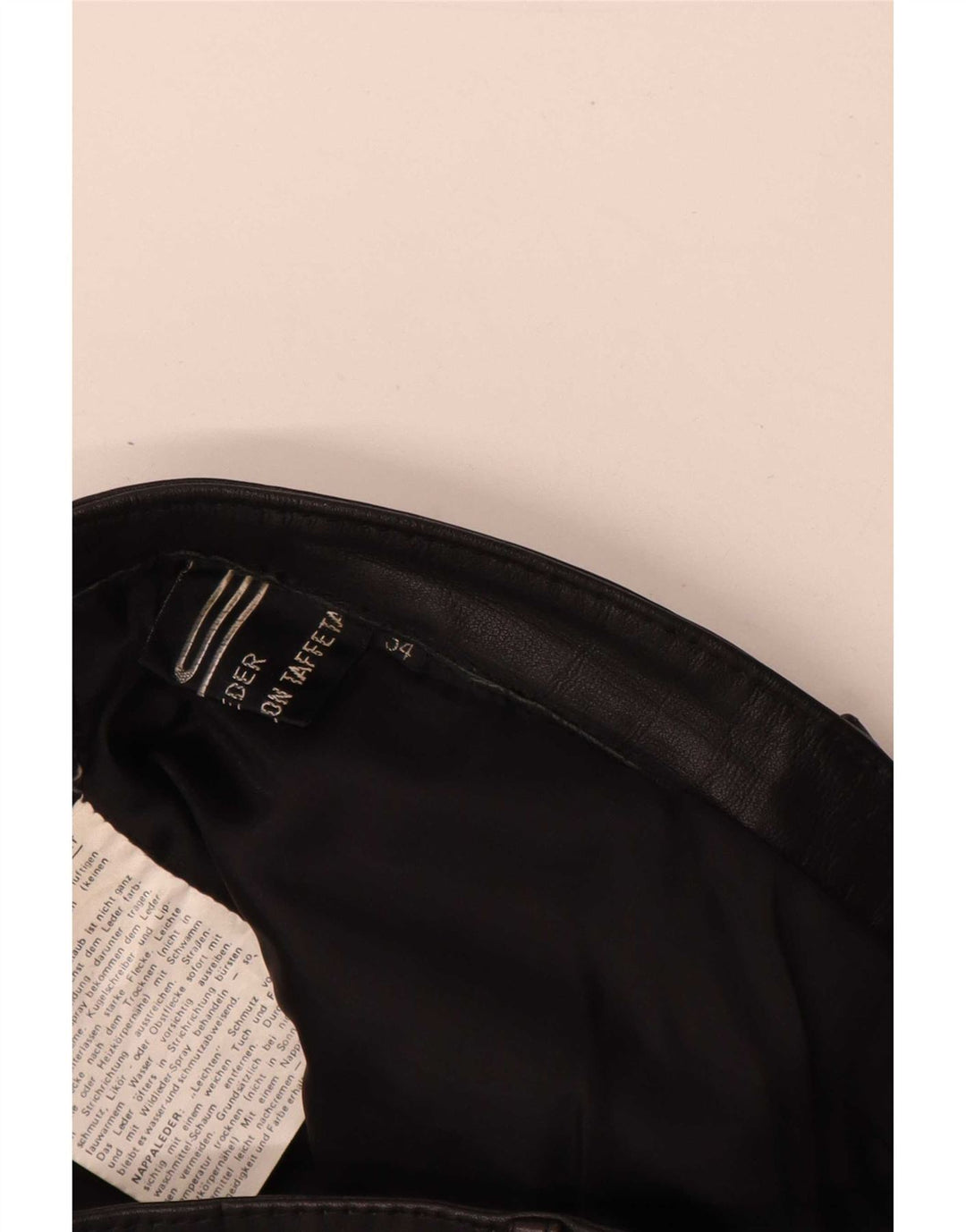 Pantaloni dritti in pelle vintage da uomo W34 L32 neri