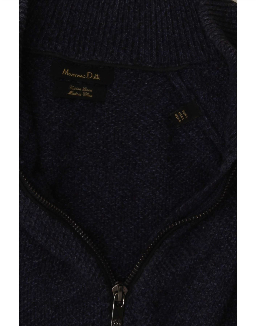 Maglione cardigan da uomo Massimo Dutti grande cotone blu navy