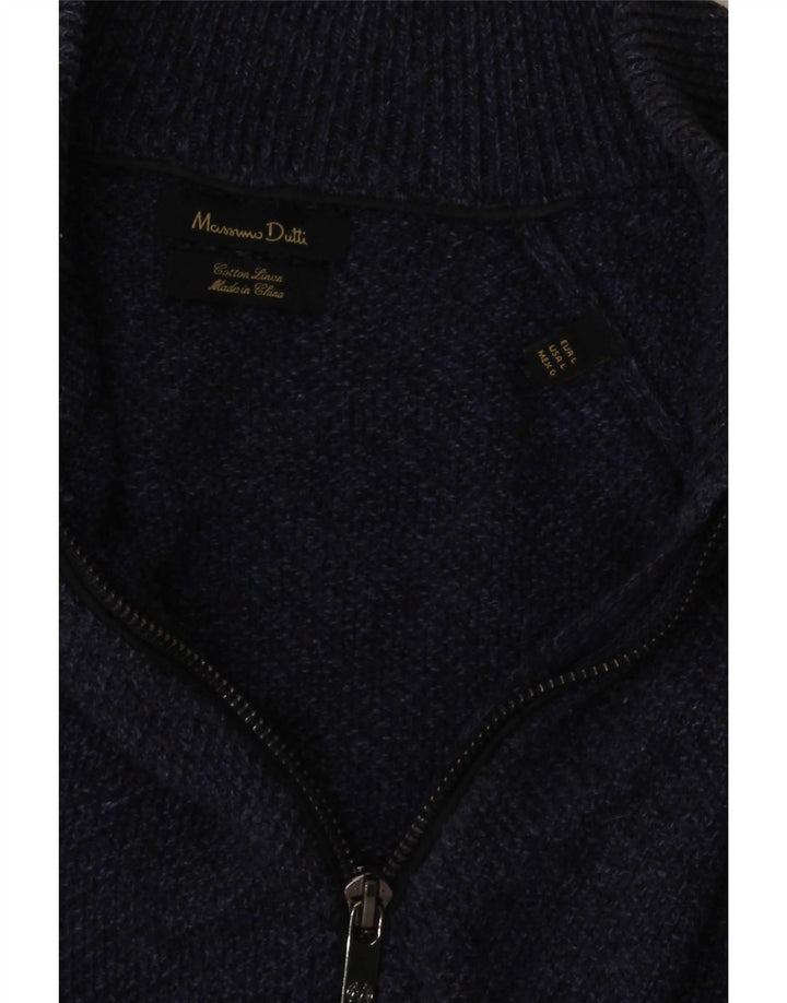 Maglione cardigan da uomo Massimo Dutti grande cotone blu navy