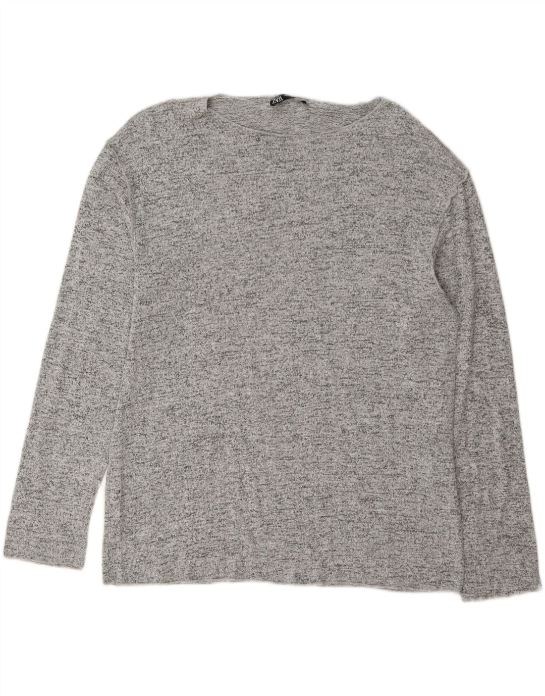 Top Zara da donna a maniche lunghe UK 14 Viscosa chiazzata grigio medio
